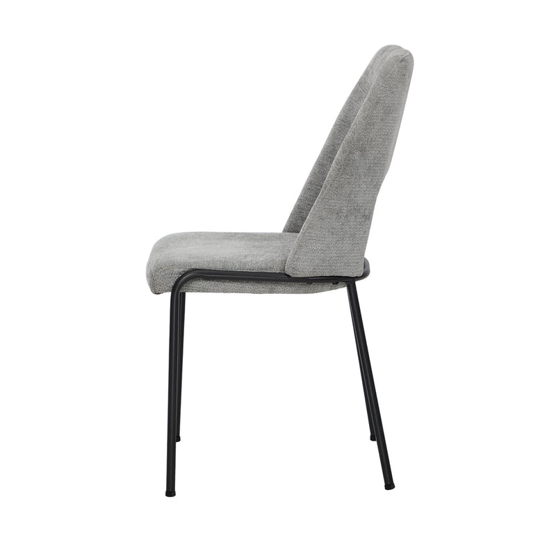 Oikiture 2x Dining Chairs Chenille Fabric Kitchen Side Chair Grey