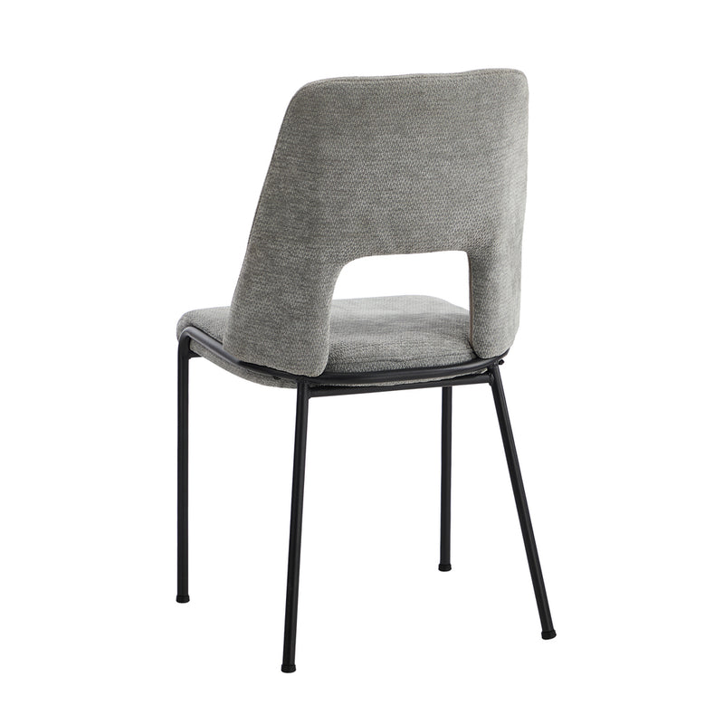 Oikiture 2x Dining Chairs Chenille Fabric Kitchen Side Chair Grey