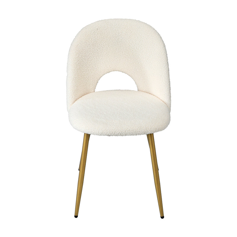 Oikiture 2PCS Dining Chairs Armchair Sherpa Golden White
