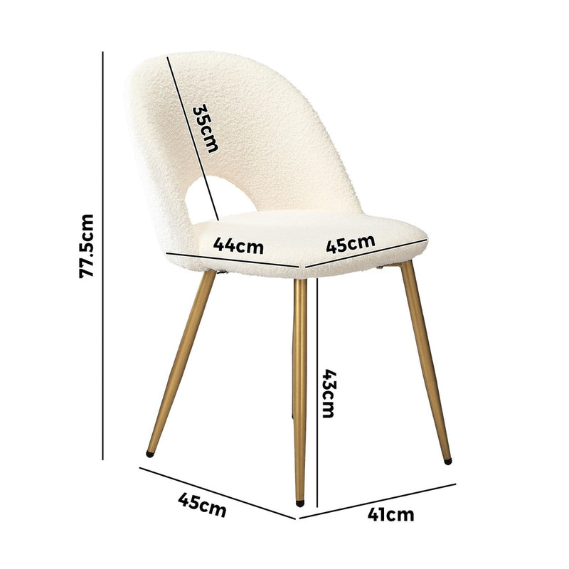 Oikiture 2PCS Dining Chairs Armchair Sherpa Golden White