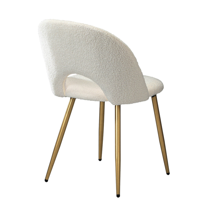 Oikiture 2PCS Dining Chairs Armchair Sherpa Golden White