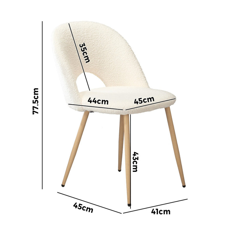 Oikiture 2PCS Dining Chairs Armchair Sherpa Wooden White
