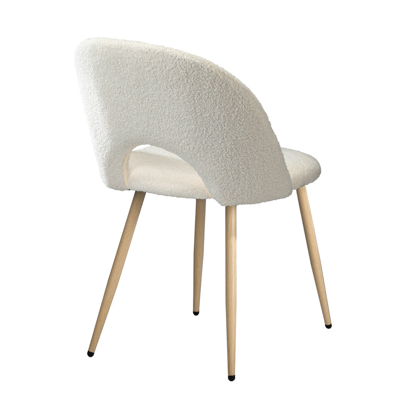 Oikiture 2PCS Dining Chairs Armchair Sherpa Wooden White