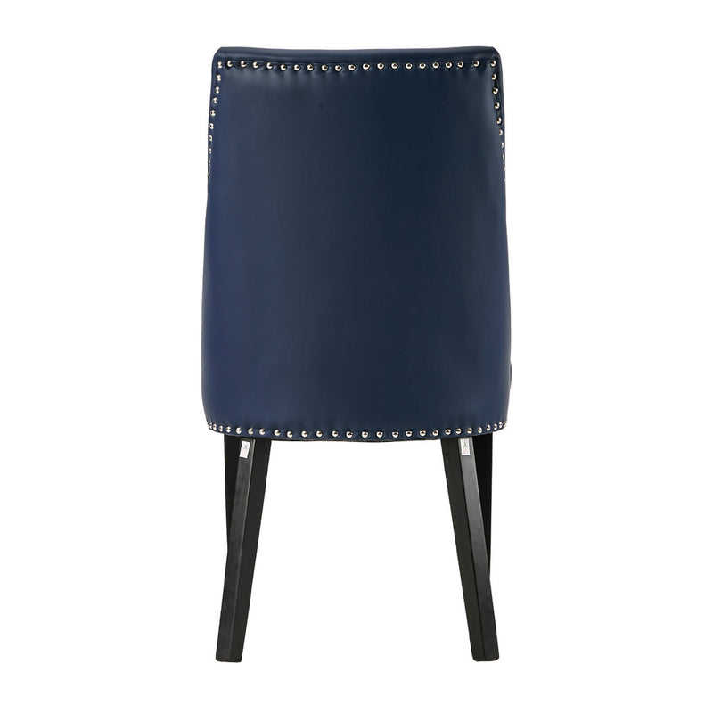 Oikiture 2PCs PU Leather Dining Chair Padded Seat Winglet Design Blue