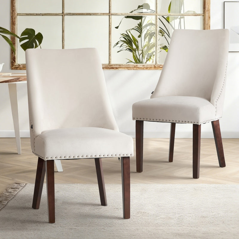 Oikiture 2PCs PU Leather Dining Chair Kitchen Padded Seat Design Black