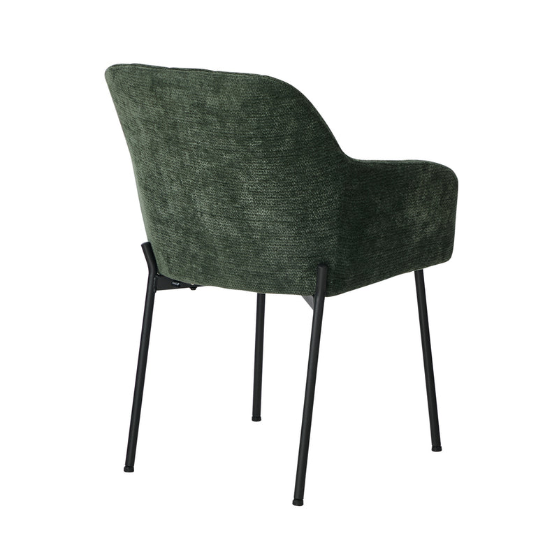 Oikiture 2x Dining Chairs Kitchen Armchairs Chenille Fabric Green