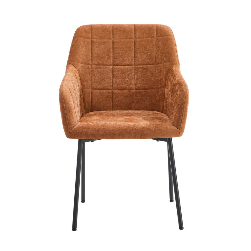 Oikiture 2x Dining Chairs Kitchen Armchairs Chenille Fabric Orange