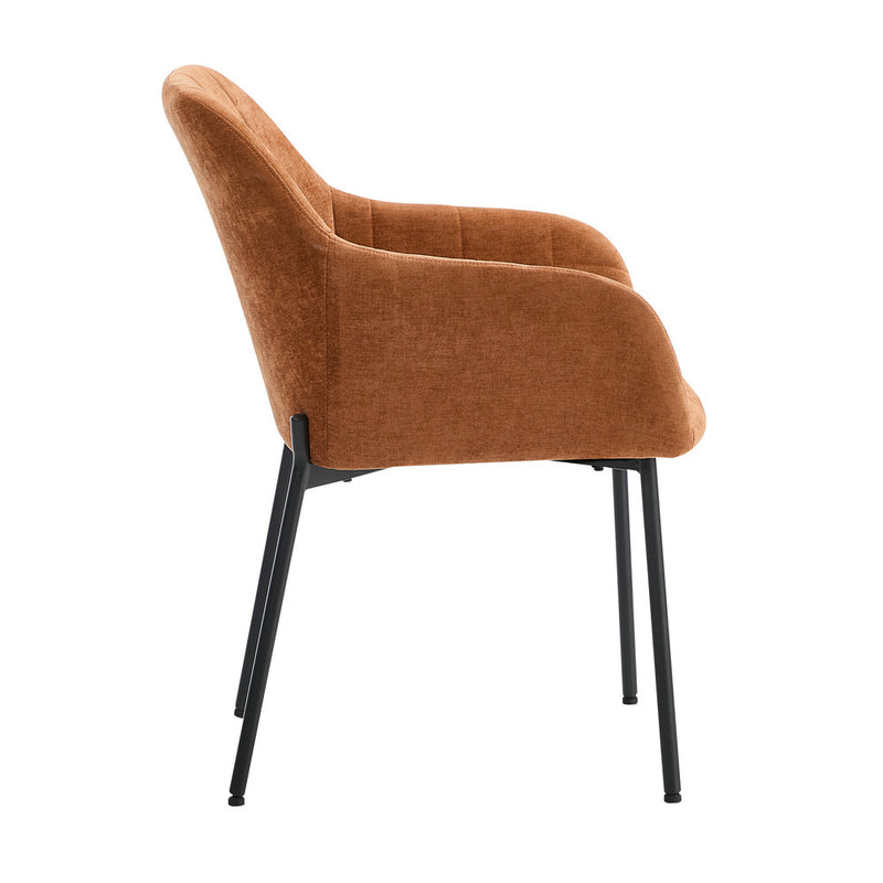 Oikiture 2x Dining Chairs Kitchen Armchairs Chenille Fabric Orange