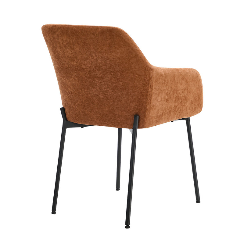 Oikiture 2x Dining Chairs Kitchen Armchairs Chenille Fabric Orange