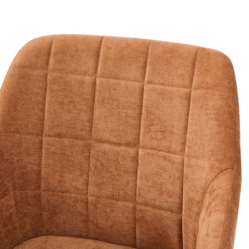 Oikiture 2x Dining Chairs Kitchen Armchairs Chenille Fabric Orange