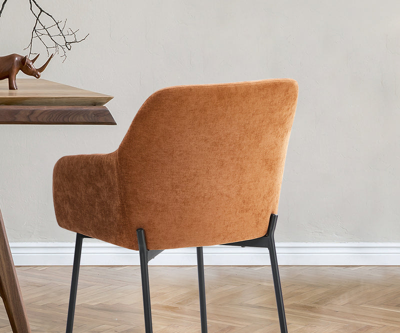 Oikiture 2x Dining Chairs Kitchen Armchairs Chenille Fabric Orange