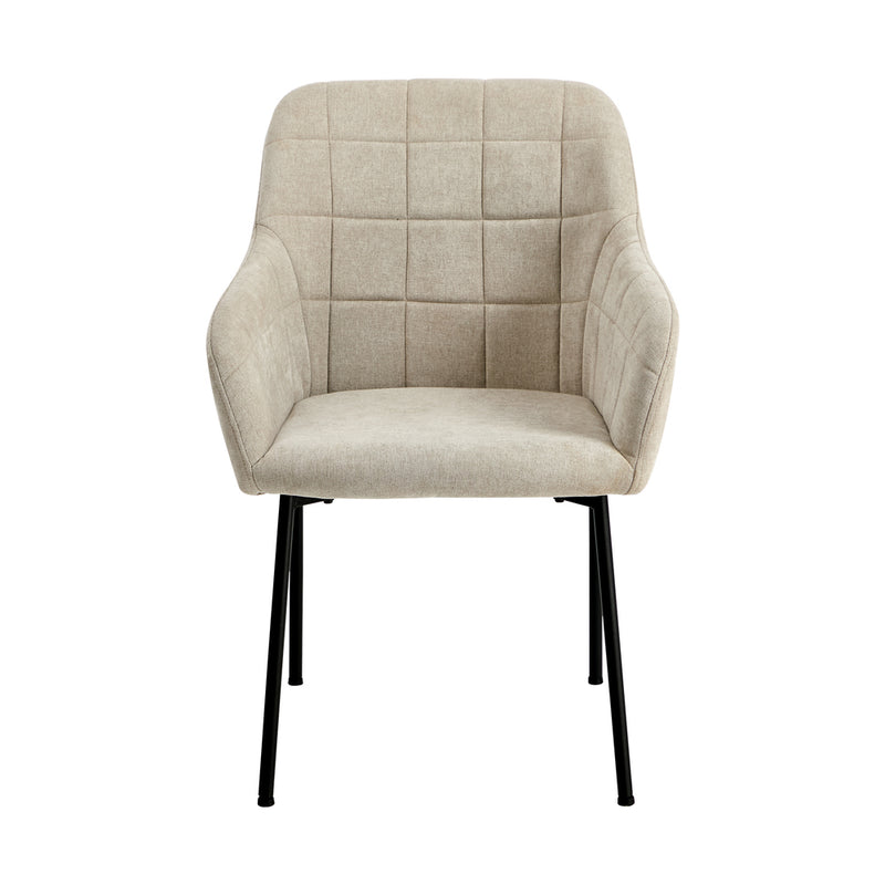 Oikiture 2x Dining Chairs Kitchen Accent Armchairs Linen Fabric Beige