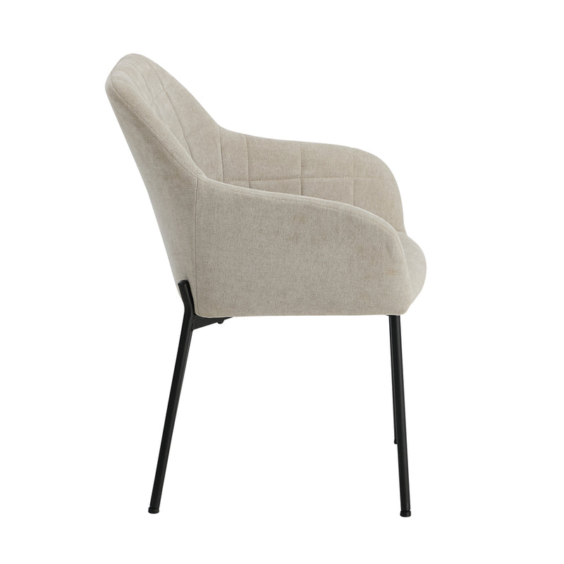 Oikiture 2x Dining Chairs Kitchen Accent Armchairs Linen Fabric Beige