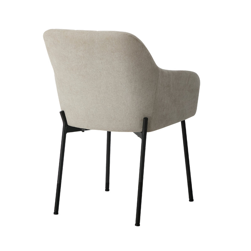 Oikiture 2x Dining Chairs Kitchen Accent Armchairs Linen Fabric Beige