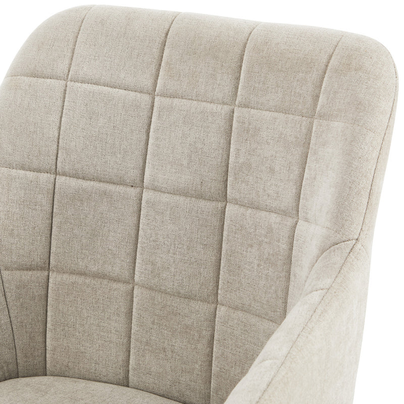 Oikiture 2x Dining Chairs Kitchen Accent Armchairs Linen Fabric Beige