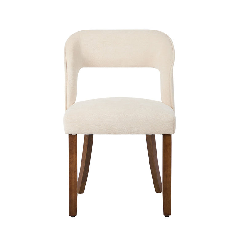 Oikiture 2x Dining Chairs Chenille Chair Rubberwood Legs Beige