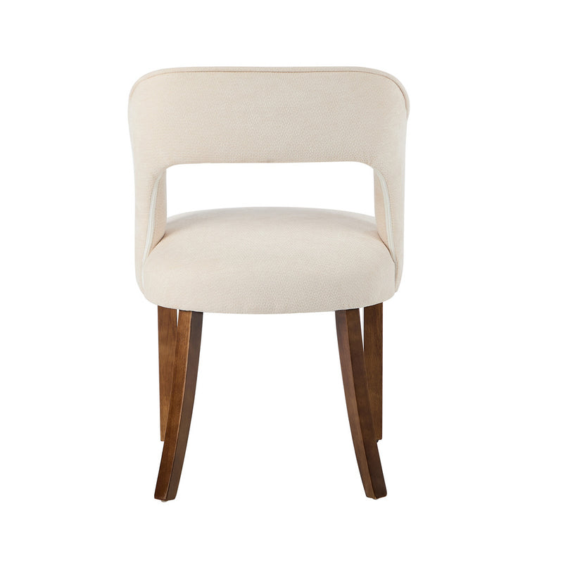 Oikiture 2x Dining Chairs Chenille Chair Rubberwood Legs Beige