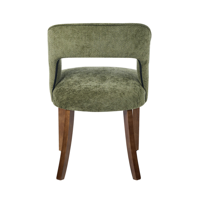 Oikiture 2x Dining Chairs Chenille Chair Rubberwood Legs Green
