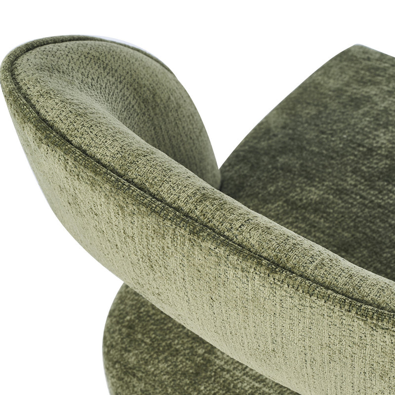 Oikiture 2x Dining Chairs Chenille Chair Rubberwood Legs Green