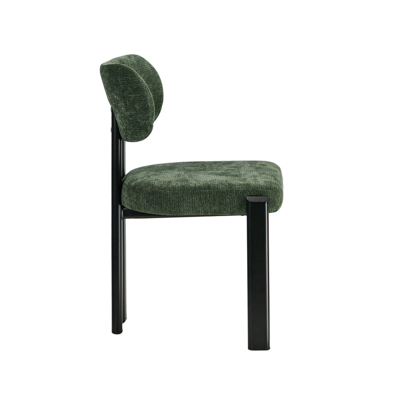 Oikiture 2x Dining Chairs Chenille Kitchen Chair Padded Seat Green