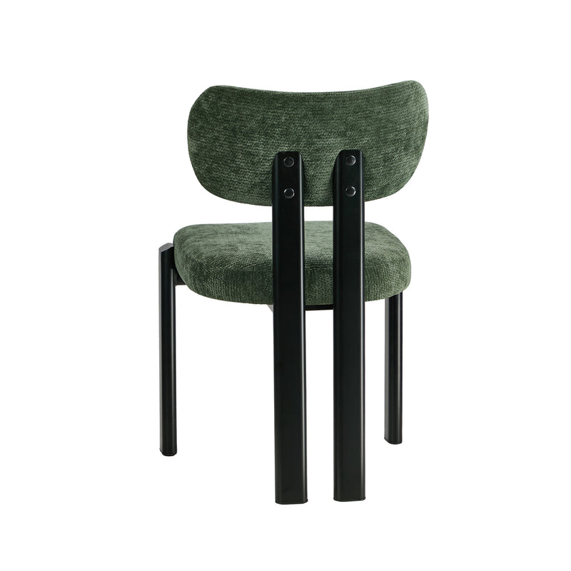 Oikiture 2x Dining Chairs Chenille Kitchen Chair Padded Seat Green