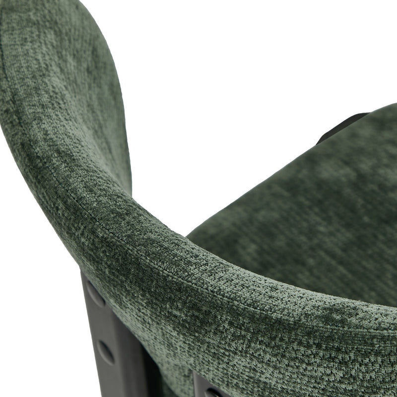 Oikiture 2x Dining Chairs Chenille Kitchen Chair Padded Seat Green