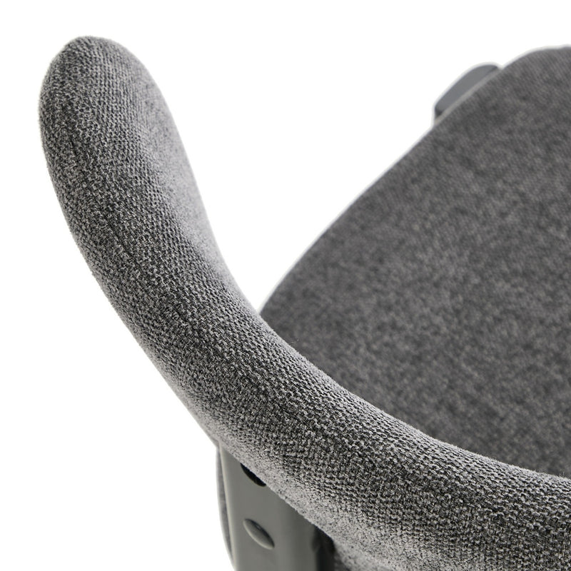 Oikiture Set of 2 Dining Chairs Linen Fabric Padded Seat Grey