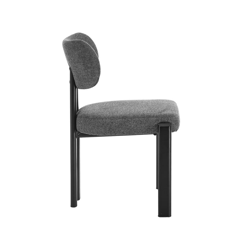Oikiture Set of 2 Dining Chairs Linen Fabric Padded Seat Grey