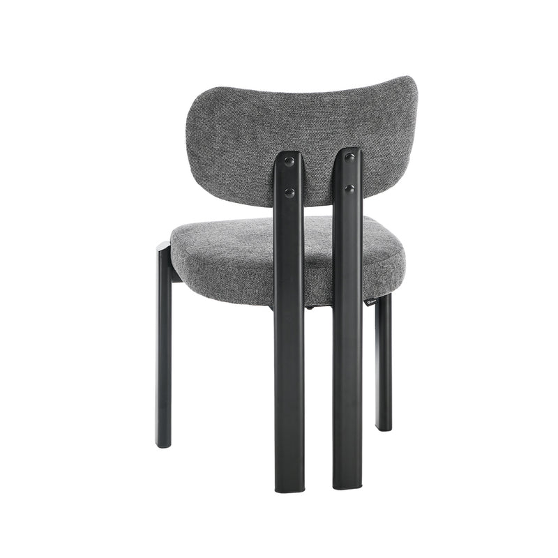 Oikiture Set of 2 Dining Chairs Linen Fabric Padded Seat Grey