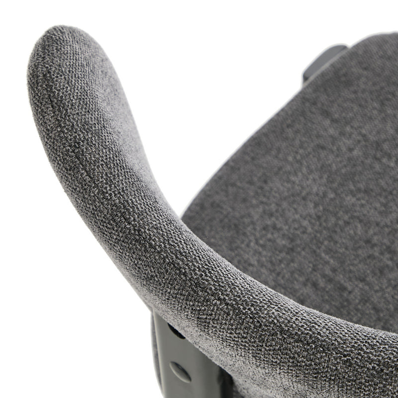 Oikiture Set of 2 Dining Chairs Linen Fabric Padded Seat Grey