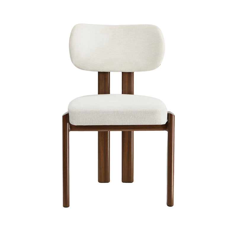 Oikiture 2x Dining Chairs Linen Kitchen Padded Seat Beige & Brown