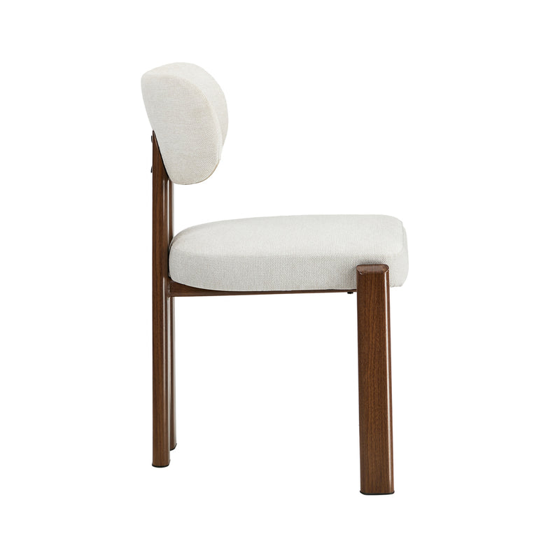 Oikiture 2x Dining Chairs Linen Kitchen Padded Seat Beige & Brown