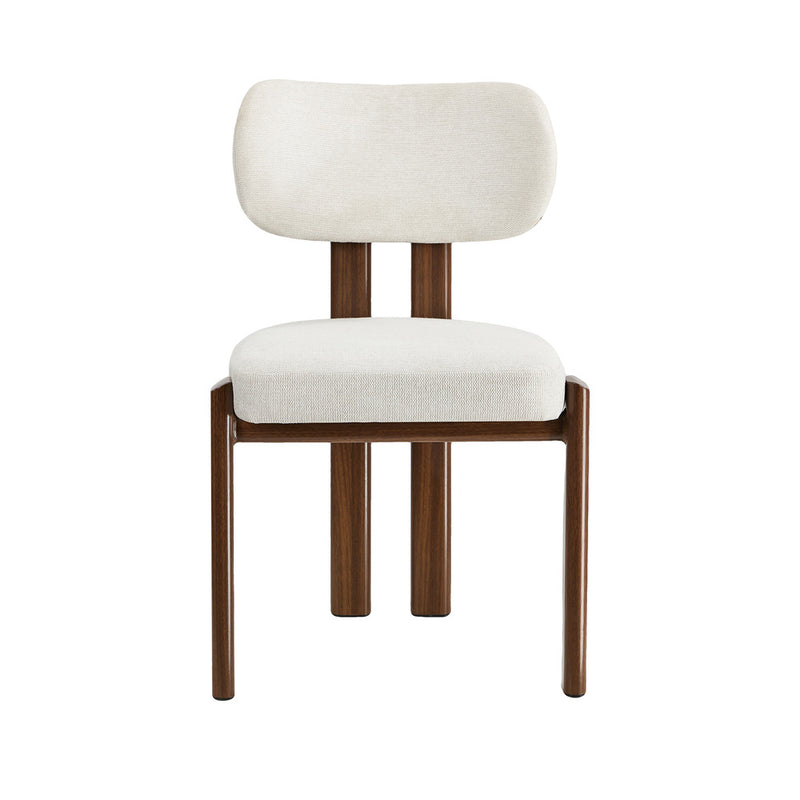 Oikiture 4x Dining Chairs Linen Kitchen Padded Seat Beige & Brown