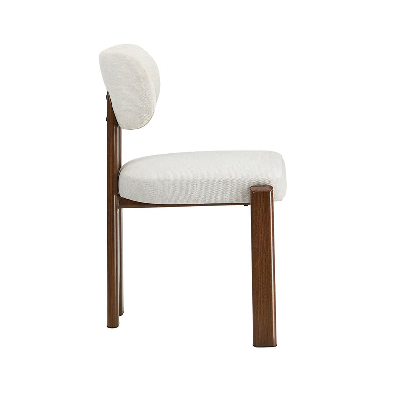Oikiture 4x Dining Chairs Linen Kitchen Padded Seat Beige & Brown