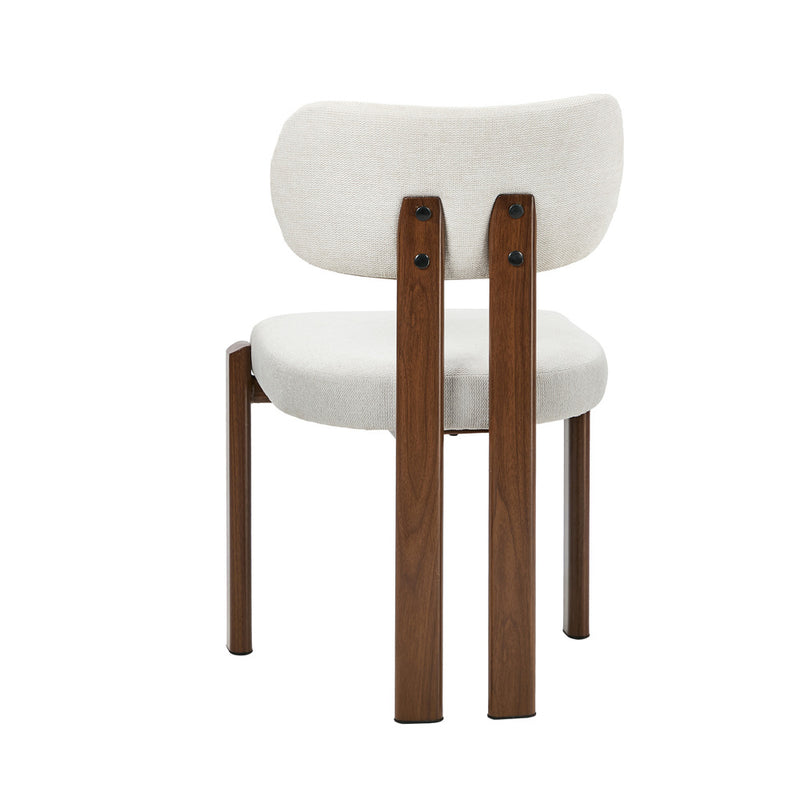 Oikiture 4x Dining Chairs Linen Kitchen Padded Seat Beige & Brown