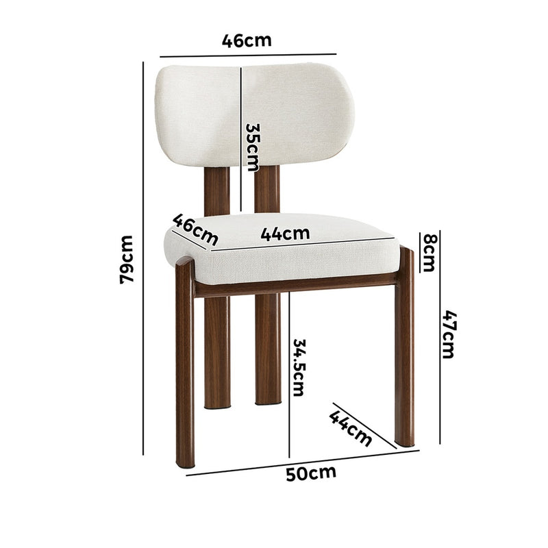 Oikiture 6x Dining Chairs Linen Kitchen Padded Seat Beige & Brown