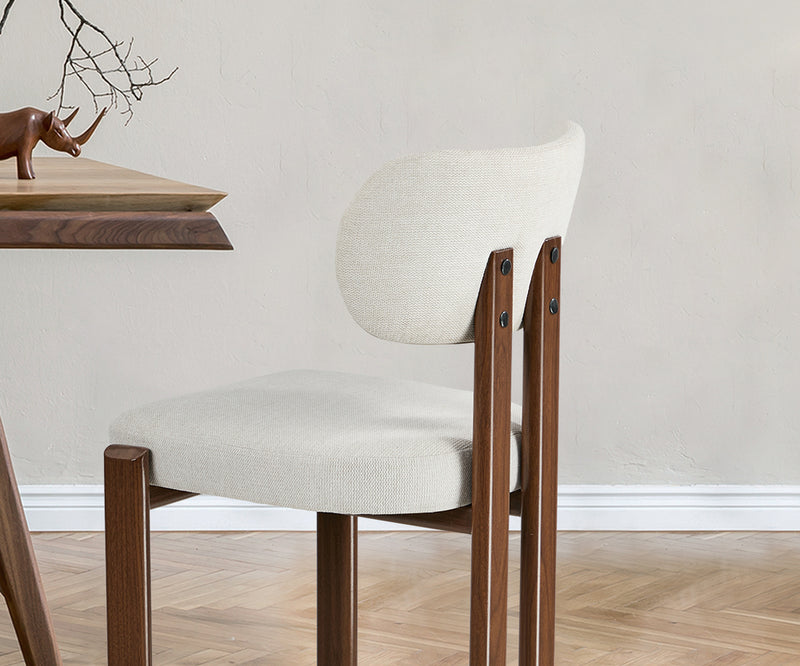 Oikiture 6x Dining Chairs Linen Kitchen Padded Seat Beige & Brown