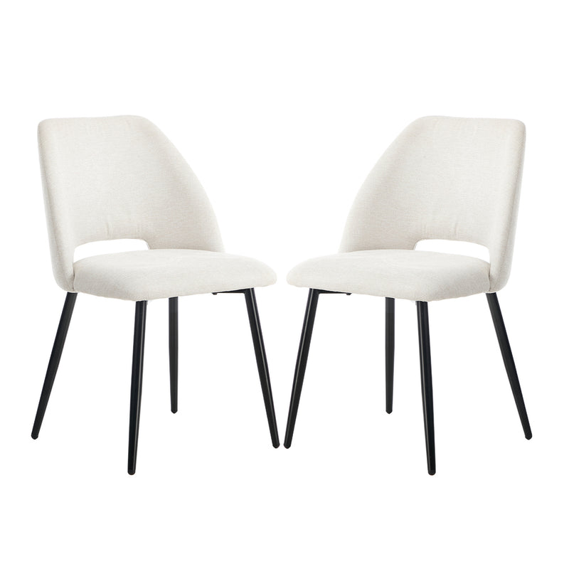 Oikiture 2x Dining Chair Accent Chairs Linen Fabric Beige