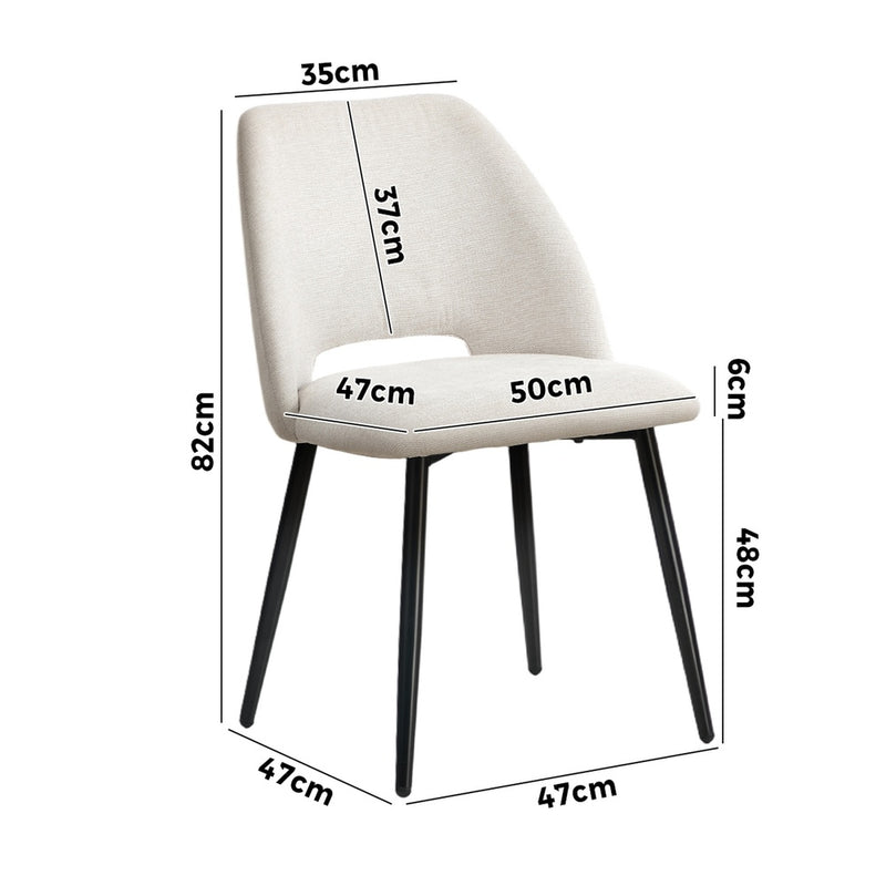 Oikiture 2x Dining Chair Accent Chairs Linen Fabric Beige