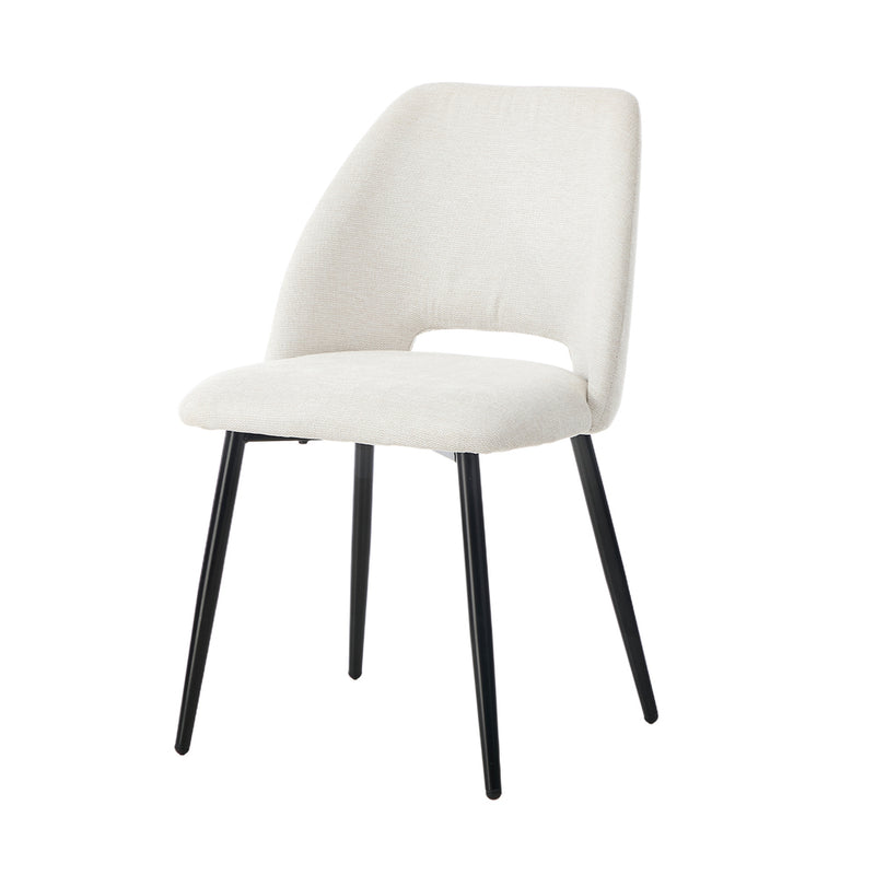 Oikiture 2x Dining Chair Accent Chairs Linen Fabric Beige