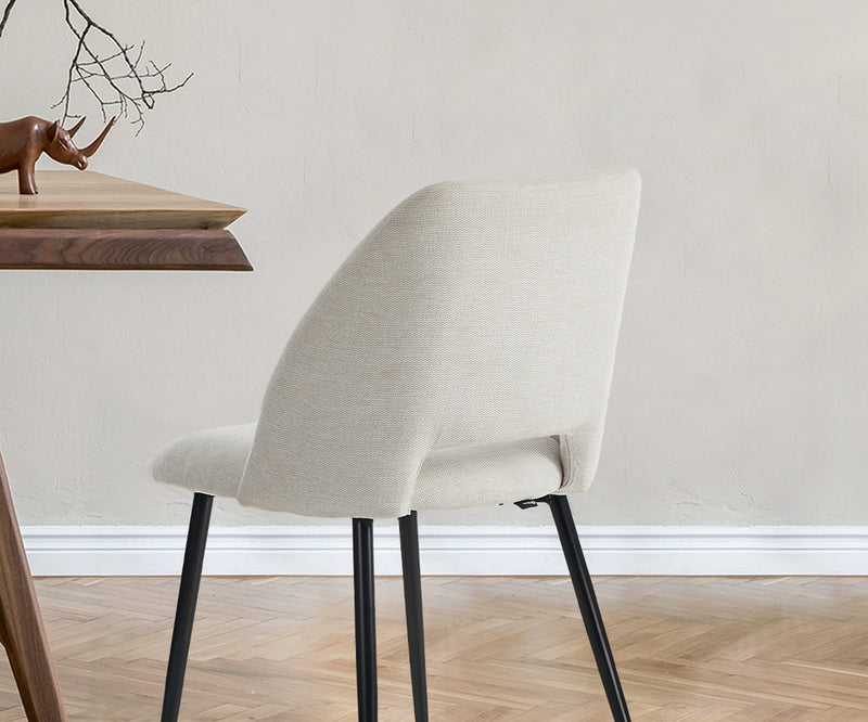 Oikiture 2x Dining Chair Accent Chairs Linen Fabric Beige