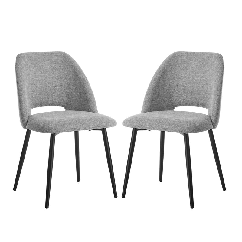 Oikiture 2x Dining Chair Accent Chairs Linen Fabric Grey