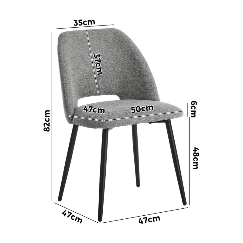 Oikiture 2x Dining Chair Accent Chairs Linen Fabric Grey