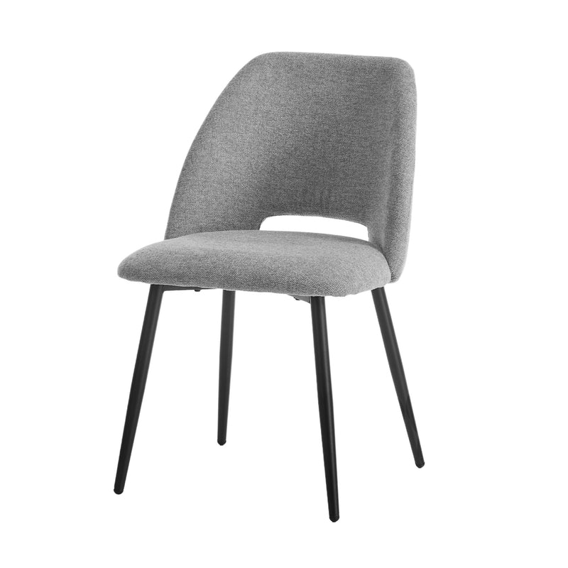 Oikiture 2x Dining Chair Accent Chairs Linen Fabric Grey