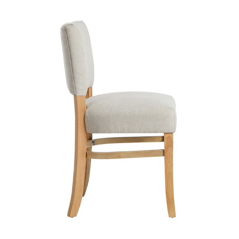Oikiture 2x Dining Chairs Wooden Kitchen Seat Rubberwood Frame Beige