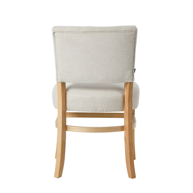 Oikiture 2x Dining Chairs Wooden Kitchen Seat Rubberwood Frame Beige