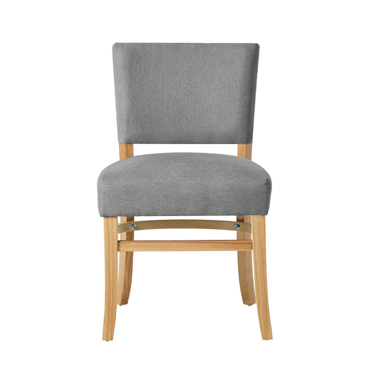 Oikiture 2x Dining Chairs Wooden Kitchen Seat Rubberwood Frame Grey