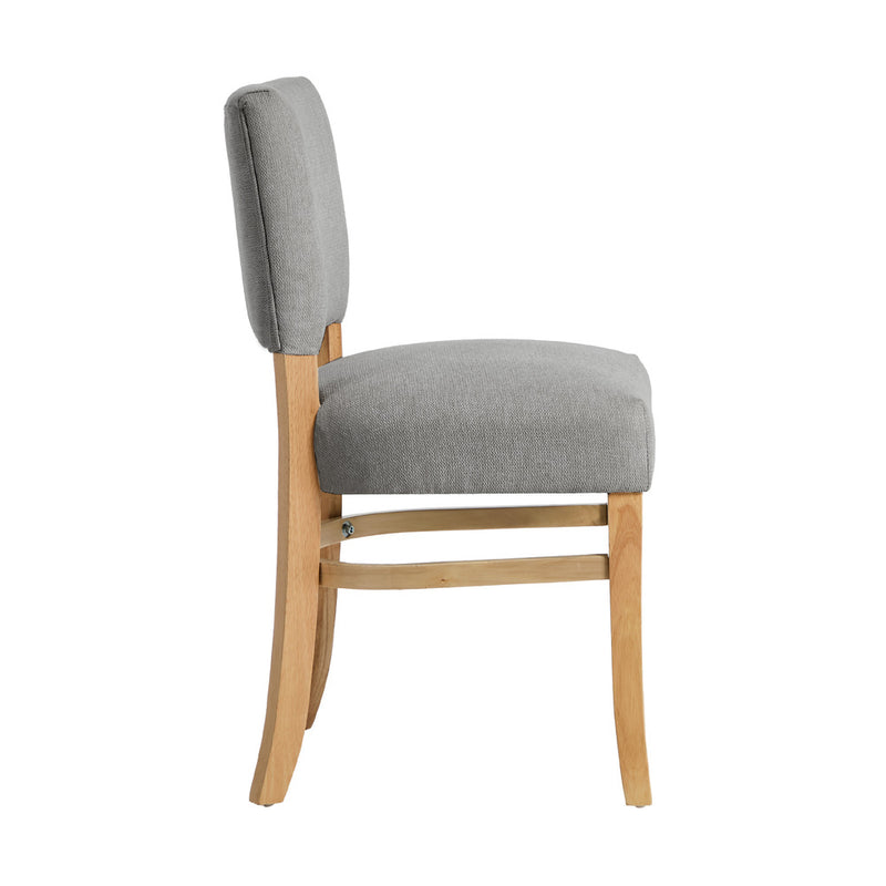 Oikiture 2x Dining Chairs Wooden Kitchen Seat Rubberwood Frame Grey