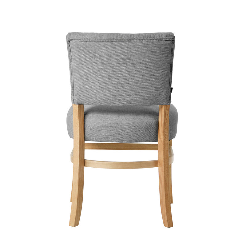 Oikiture 2x Dining Chairs Wooden Kitchen Seat Rubberwood Frame Grey