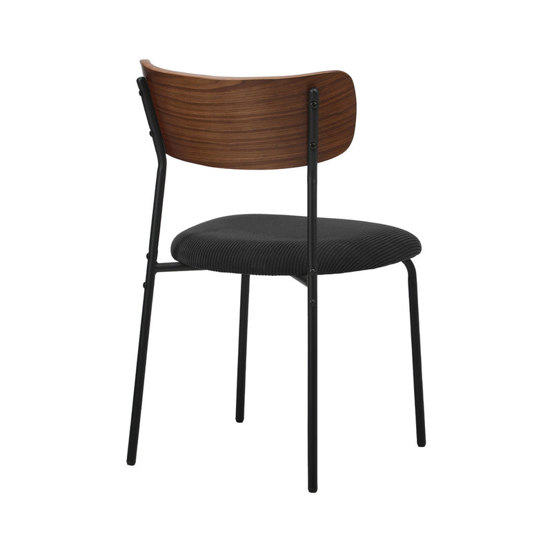 Oikiture 2PCS Dining Kitchen Chair Padded Lounge Seat Corduroy Black